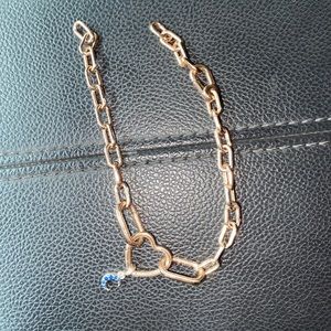 Pandora heart chain link bracelet Rose Gold with moon charm